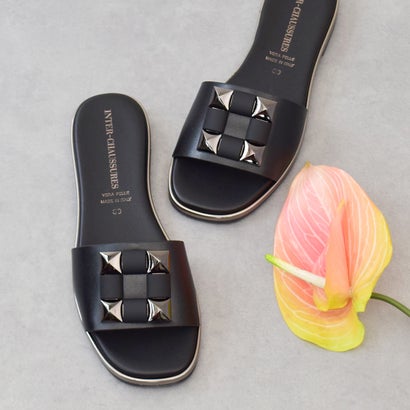 インターショシュール INTER-CHAUSSURES オーナメントフラットスライドサンダル （ブラック）