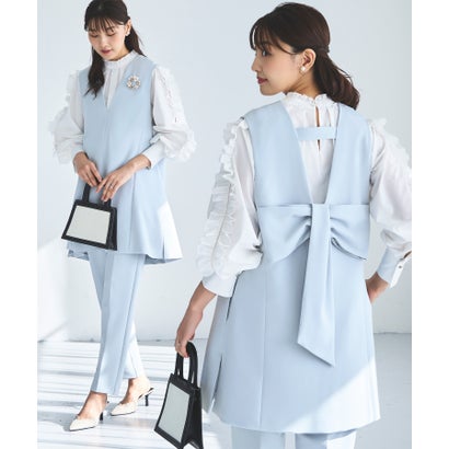 ルイルエブティック RUIRUE BOUTIQUE ストレッチ | Vネック バックリボン ジレ & テーパードパンツ セット | 入学式 卒業式 セレモニー フォーマル オフィスカジュアル 美脚 セットアップ マ|LOCOMALL(ロコンド公式ストア)