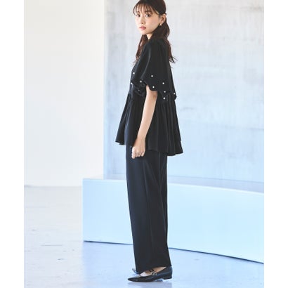 ルイルエブティック RUIRUE BOUTIQUE 洗える ストレッチ オケージョンドレス 結婚式 ｜ 選べるパンツ パール バルーントップス ＆ セミワイドパンツ ｜ セレモニー 美脚 ママスーツ パンツドレ