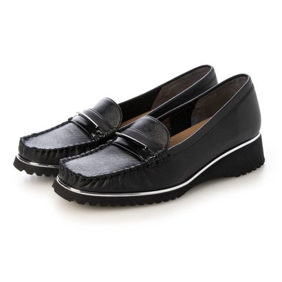 【本革 / 日本製 / 軽量】 バークレー BARCLAY 手編みモカスリッポン （BLK）