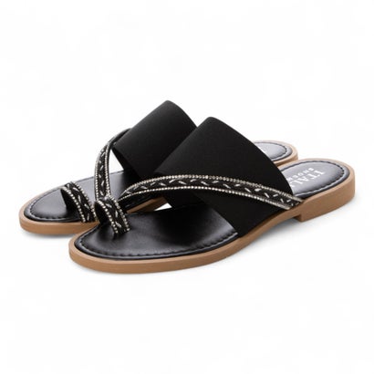 イタリアンシューメーカーズ ITALIAN SHOEMAKERS ラインストーントングサンダル （ブラック）