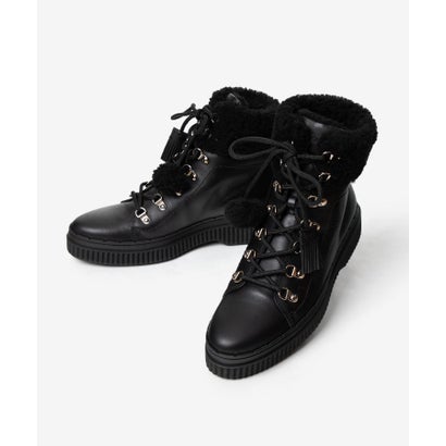 トッズ TOD'S トッズ TOD'S XXW39A0W061HXM ブーツ レディース シューズ レザーブーツ ファートリム付き ムートン レースアップ (ブラック)|LOCOMALL(ロコンド公式ストア)
