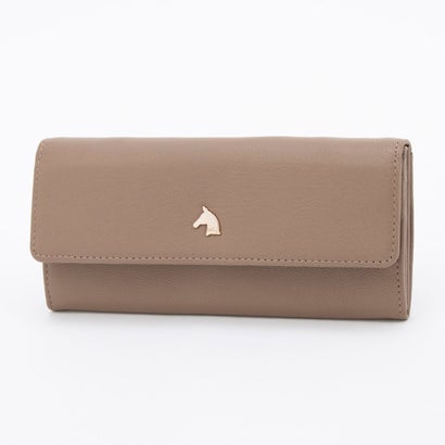 ホワイ Why ゴートレザーホースヘッドフラップロングウォレットギャルソンタイプ （トープ）