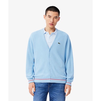 ラコステ LACOSTE リブニットステッチコットンニットカーディガン （ライトブルー）