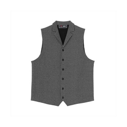 トーキョーシャツ TOKYO SHIRTS 前身カットラペルニットジレ 幾何学模様 メンズ （ブラック×白）