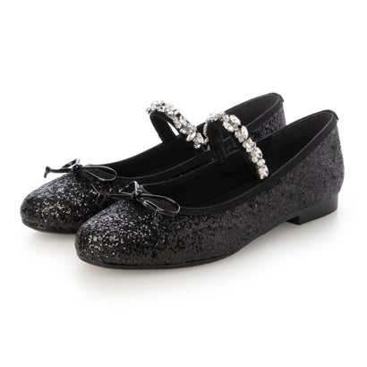 ブリジット 赤ちょうちんキン Bridget Birkin ビジューストラップバレエシューズ （黒いこと雑材）
