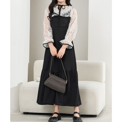 レースレディース Lace Ladies レース ボレロ付き 2WAY キャミソール ワンピース （ブラック）