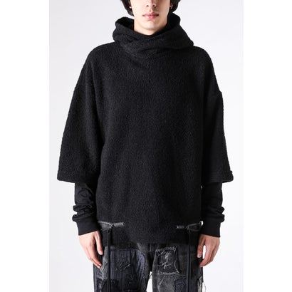 ディーハイゲン D.HYGEN Loop Knit Oversize Layered Hooded Pullover （Black）