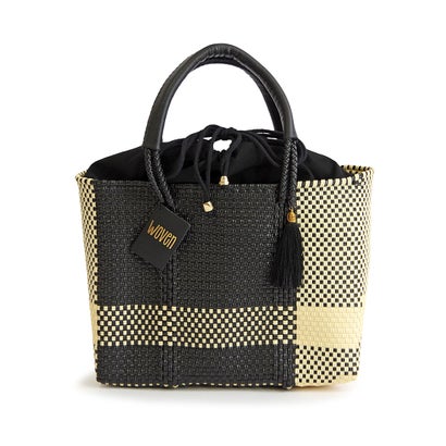 ウーヴン WOVEN メルカドコットンバッグ スモールドローストリングトート bk-bag-cot-bl-cream （BLACK CREAM）