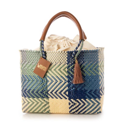 ウーヴン WOVEN メルカドコットンバッグ スモールドローストリングトート bk-bag-cot-pl-cr-mari （PLATA CREMA MARINO）