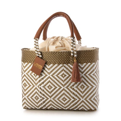 ウーヴン WOVEN メルカドコットンバッグ スモールドローストリングトート bk-bag-cot-brown（BROWN）