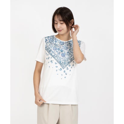 レリアン Leilian プリントカットソー （象牙色）