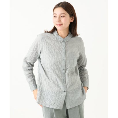 ジャンニ ロ ジュディチェ GIANNI LO GIUDICE [洗える・日本製]シャーリングシャンブレーブラウス （ブラック）