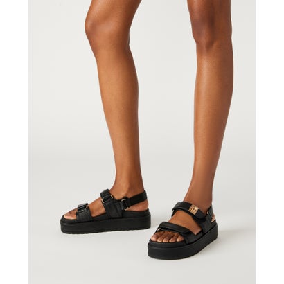 スティーブ マデン STEVE MADDEN ダブルベルトレザーサンダル (ブラック)