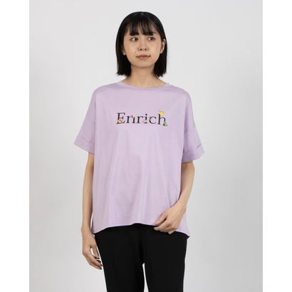 エグランティーヌ EGLANTINE ロゴタイプ×フラワープリントカットソー （ラベンダー） Tシャツ・カットソー-レディースファッション-トップス