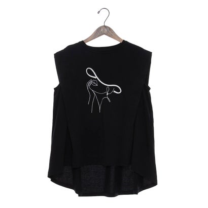 エグランティーヌ EGLANTINE 吊りひも刺しゅうカットソー （黒いこと） レディースファッション-Tシャツ・カットソー-トップス