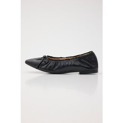 スネークラップギャザーバレエシューズ BLK