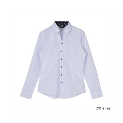 トーキョーシャツ TOKYO SHIRTS 【ディズニー】 スキッパー 長袖 形態安定 レディースニットシャツ ストレッチ （サックス）