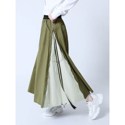 ラシュッド LASUD ジップインラインスカート （カーキ）