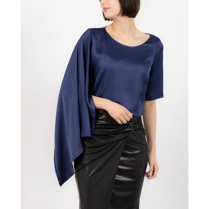 リナシメント RINASCIMENTO アシメショルダーサテンTOPS （Blu Navy）
