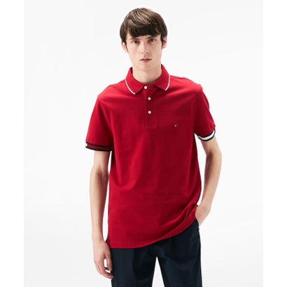 トミー ヒルフィガー TOMMY HILFIGER フラッグカフスリムフィットポロシャツ （レッド）