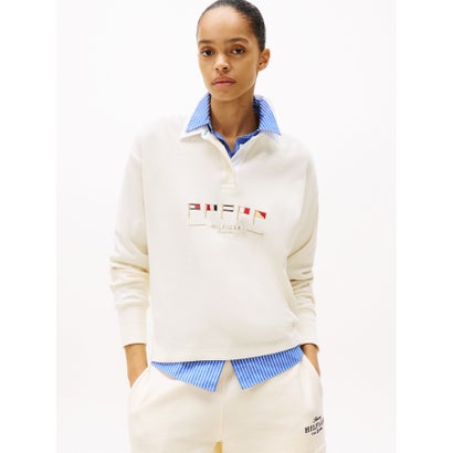 トミー ヒルフィガー TOMMY HILFIGER セイルフラッグリラックスロングスリーブポロ （アイボリー）