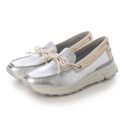 bussolaブソラ BMS 本革リボンローファー（シルバー） （Silver＆Beige）