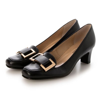 フリーチ FREACH ゴールドバックルスクエアトゥパンプス （BLK）