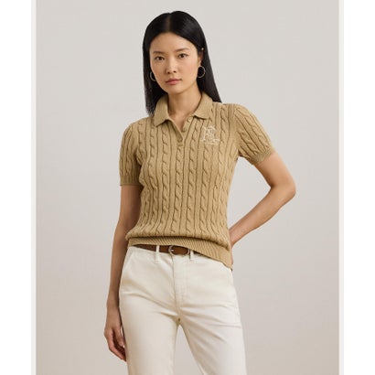置き目レン ラルフ 置き目レン LAUREN RALPH LAUREN 有線テレビ編み物 綿織物 ポロ プルオーバー （270赤銅色） その他-レディースファッション