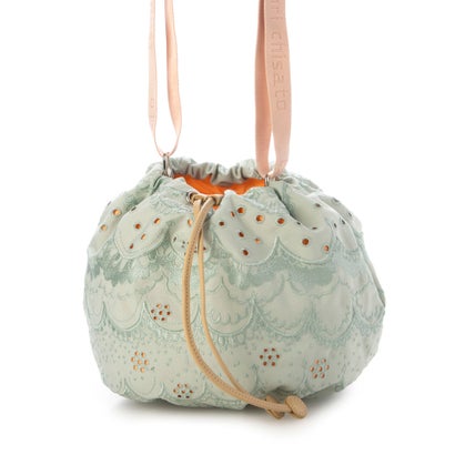 ツモリチサト 持ちはこび tsumori chisato CARRY スカロップ 刺しゅう ショルダーバッグ （緑であること）