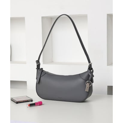 アングリッド Ungrid シンプルスムース プレートチャーム付ミドルショルダーバッグ （GRY）