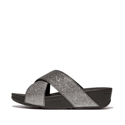 フィットフロップ fitflop fitflop フィットフロップ LULU GLITTERDUST CROSS SLIDES （Pewter）