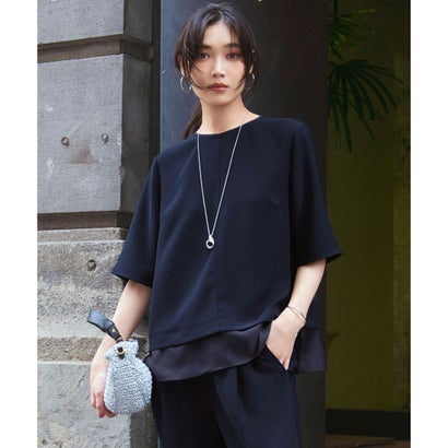 23区 【洗える】ストレッチジョーゼット シアーコンビ カットソー (ネイビー系)|LOCOMALL(ロコンド公式ストア)