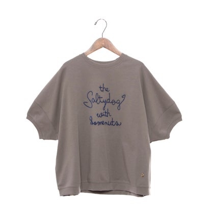 エグランティーヌ EGLANTINE 歯ブラシ加工刺繍Tシャツ ぽわん袖カットソー （モカ）