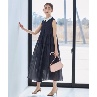 ルイルエブティック RUIRUE BOUTIQUE 洗える 2WAY ｜ 襟付き シアー ジャカード ギャザー フレア ワンピース ｜ レディース おしゃれ きれいめ オフィスカジュアル 通勤服 リゾート ロングワンピ｜LOCOMALL（ロコンド公式ストア）
