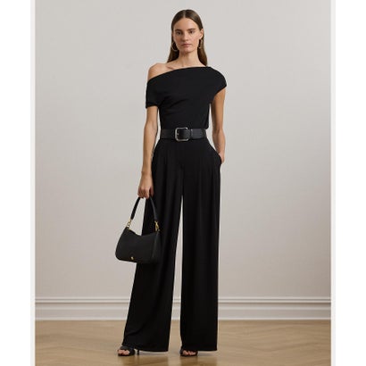 ローレン ラルフ ローレン LAUREN RALPH LAUREN プリーテッド ストレッチ ジャージー ワイドレッグ パンツ （001ブラック）