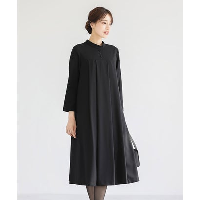 ホワイトジョーラ WHITE JOOLA 喪服・礼服【洗い濯ぎ機で洗える】ブラックフォーマル ヨークうつり変わりタックフレアーワンピース（マタニティ着付ける可） （黒いこと） スーツ・セットアップ-レディースファッション