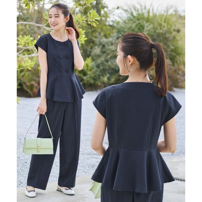 ルイルエブティック RUIRUE BOUTIQUE 洗える ｜ フレンチシック パンツ セットアップ ｜ レディース おしゃれ きれいめ オフィスカジュアル 通勤服 夏コーデ ペプラム ジャケット ワイドパンツ｜LOCOMALL（ロコンド公式ストア）