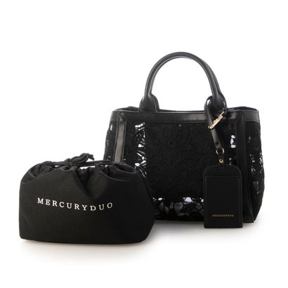 マーキュリーデュオ MERCURYDUO 軽量エンブロイダリーレース 2WAYトートバッグ （BLK） 4,900円