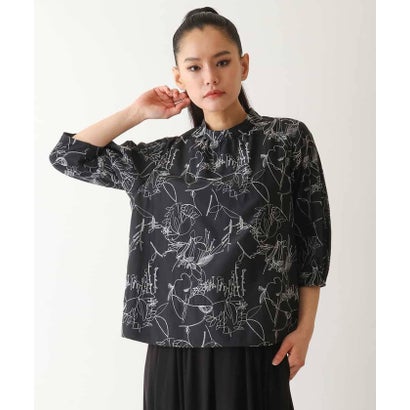 ヒロコ ビス HIROKO BIS 線描き刺繍デザインブラウス （ブラック） 18,419円