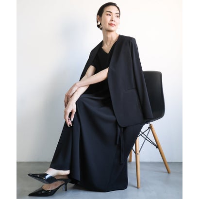 ミッシェルクラン MICHEL KLEIN [接触冷感]Vネックフレアワンピース(セットアップ対応) （ブラック）