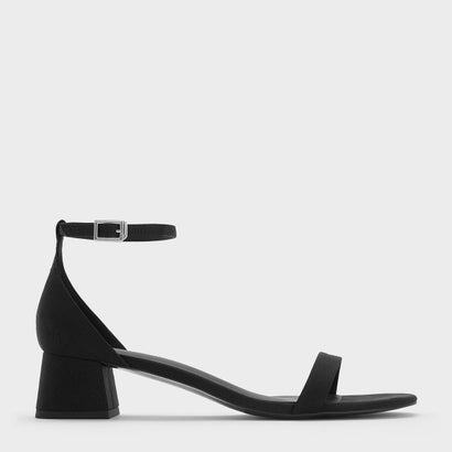 ローブロックヒール アンクルストラップサンダル（Black Textured） 6,497円