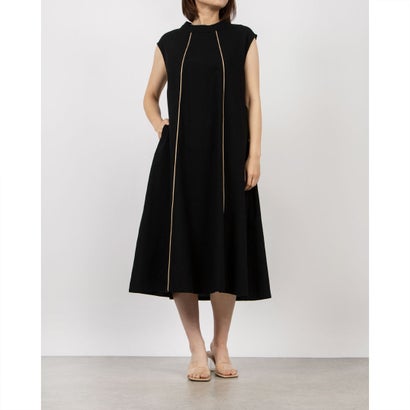 アンナニコラ Anna Nicola 麻混パイピングノースリーブワンピース （ブラック） 9,919円