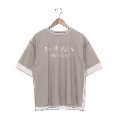 エグランティーヌ EGLANTINE チュール重ね ロゴカットソー 半袖Tシャツ （シルバーグレー）