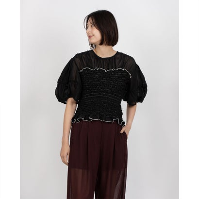 クラネ CLANE COLOR STITCHED SHIRRING TOPS （BLACK）