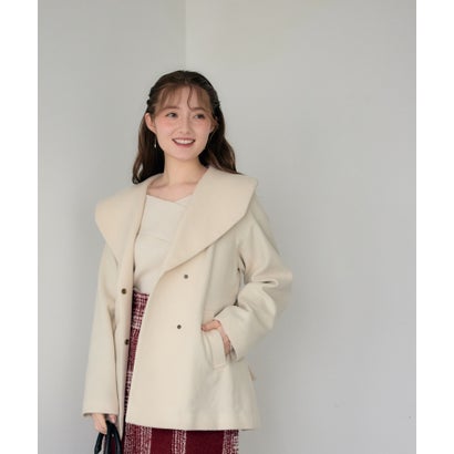 トゥエルブアジェンダ 12Twelve Agenda サッシュ付ビッグカラーハーフコート （イエロー）