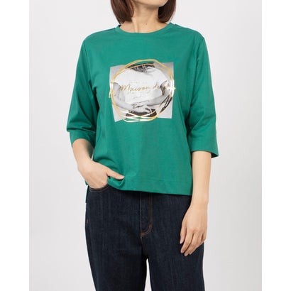 ブローディア BRODIAEA ハイブリットコットン フォトプリント5分袖Tシャツ （グリーン）