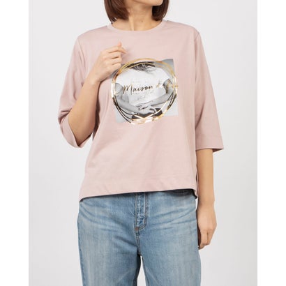 ブローディア BRODIAEA ハイブリットコットン フォトプリント5分袖Tシャツ （ピンク）