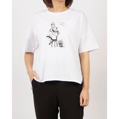 ブローディア BRODIAEA ツルサラコットンシリーズ イラストプリント半袖Tシャツ （オフホワイト）
