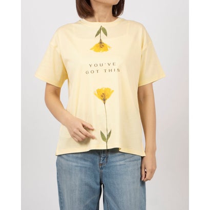ブローディア BRODIAEA 極サラコットンフラワープリント半袖Tシャツ （イエロー）